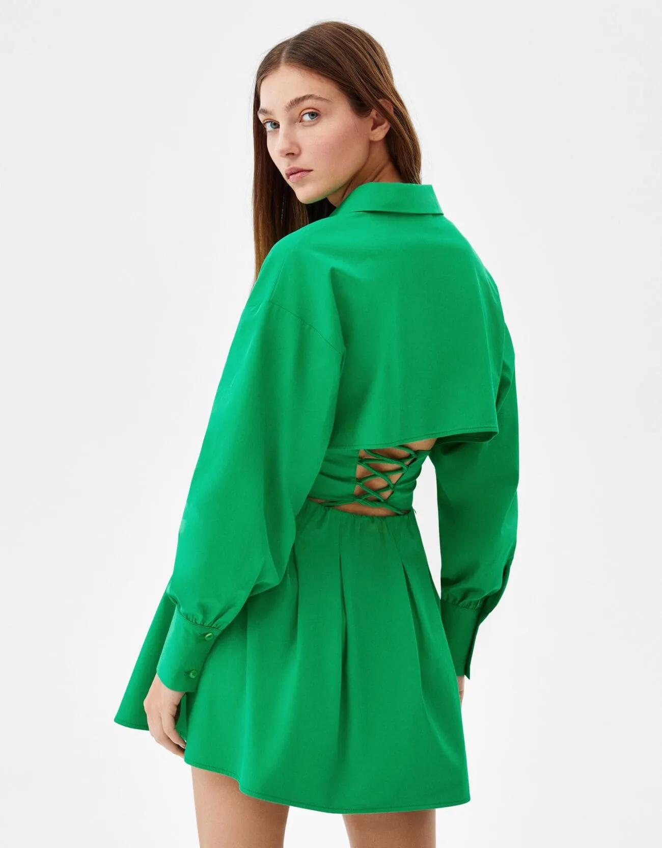 Minihemdkleid aus Popelin mit Corsage-Detail
